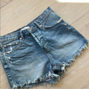 Denim Frayed Hem Women's Shorts